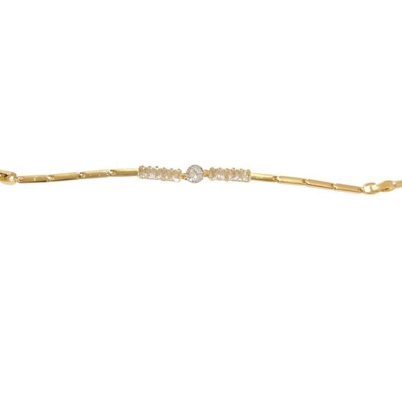 18K Gold Filled baguette and round cz stone “Celina”adjustable link Bracelet - Picture 3 of 3